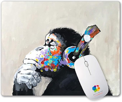 Mouse pad, Mouse pad with Design, Gorilla Oil Painting Graffiti, Funny Home and Office Non-Slip Computer Mousepad