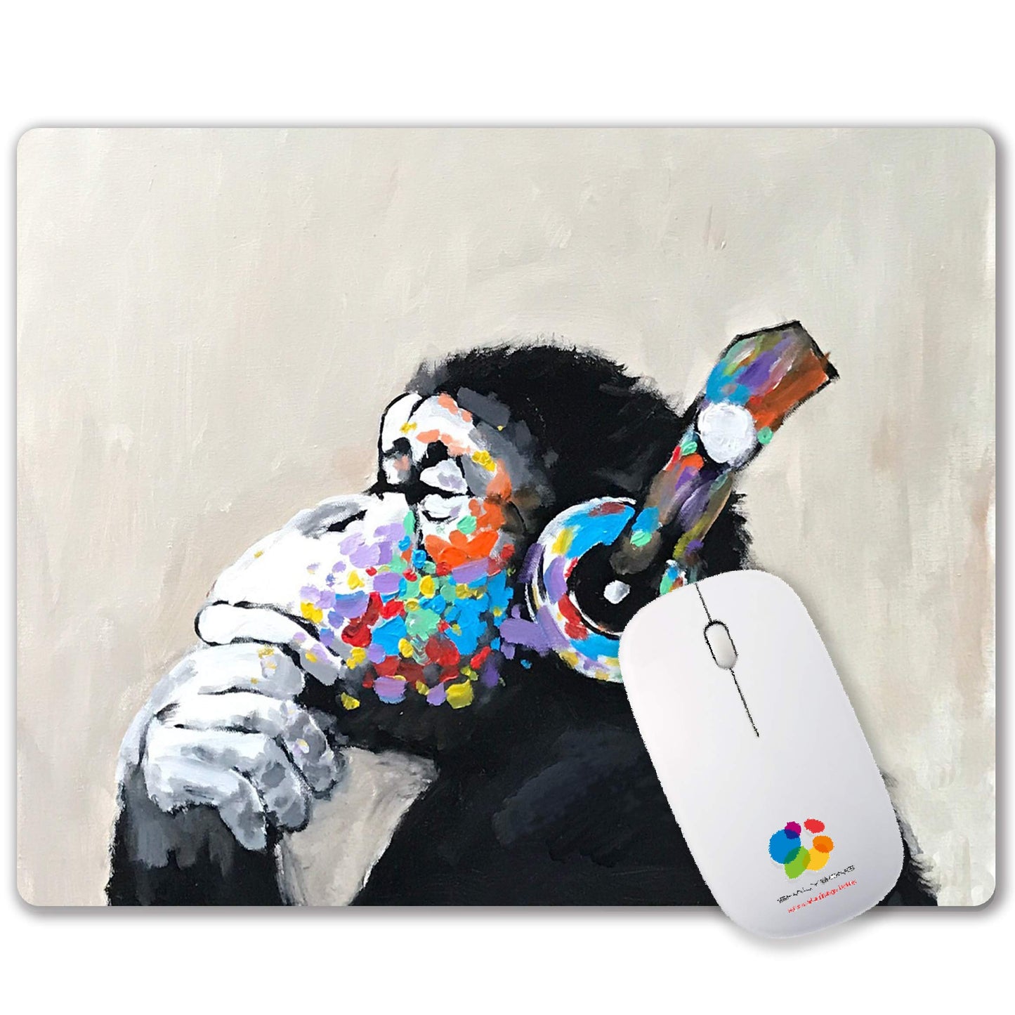 SHALYSONG Gorilla Oil Painting Mouse Pad, Non-Slip Small Computer Mousepad