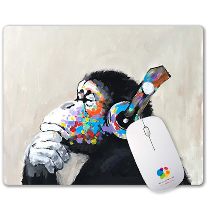 SHALYSONG Gorilla Oil Painting Mouse Pad, Non-Slip Small Computer Mousepad