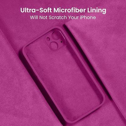 FireNova Designed for iPhone 15 Plus Case, Silicone [Camera Protection] Case with [2 Screen Protectors], Soft Anti-Scratch Microfiber Lining Inside, 6.7 inch, Shocking Pink