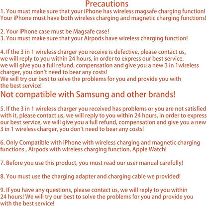 3 in 1 Fast Wireless Charger Stand for iPhone, Foldable Travel Charging Station for Magsafe for iPhone 17/Air/16/15/14/13/12 Series, Apple Watch Series, AirPods pro/2/3/4, Gifts for Women Men (Blue)