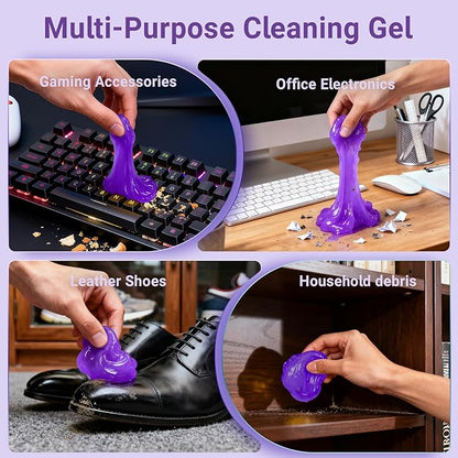Car Cleaning Gel Reusable 2Pack - Lavender Scent Dust Cleaning Putty Keyboard Slime for Car Interior Air Vent Cleaner, Auto Detailing Tools Accessories, Dust Remover Gifts for Men Women,200g,Purple