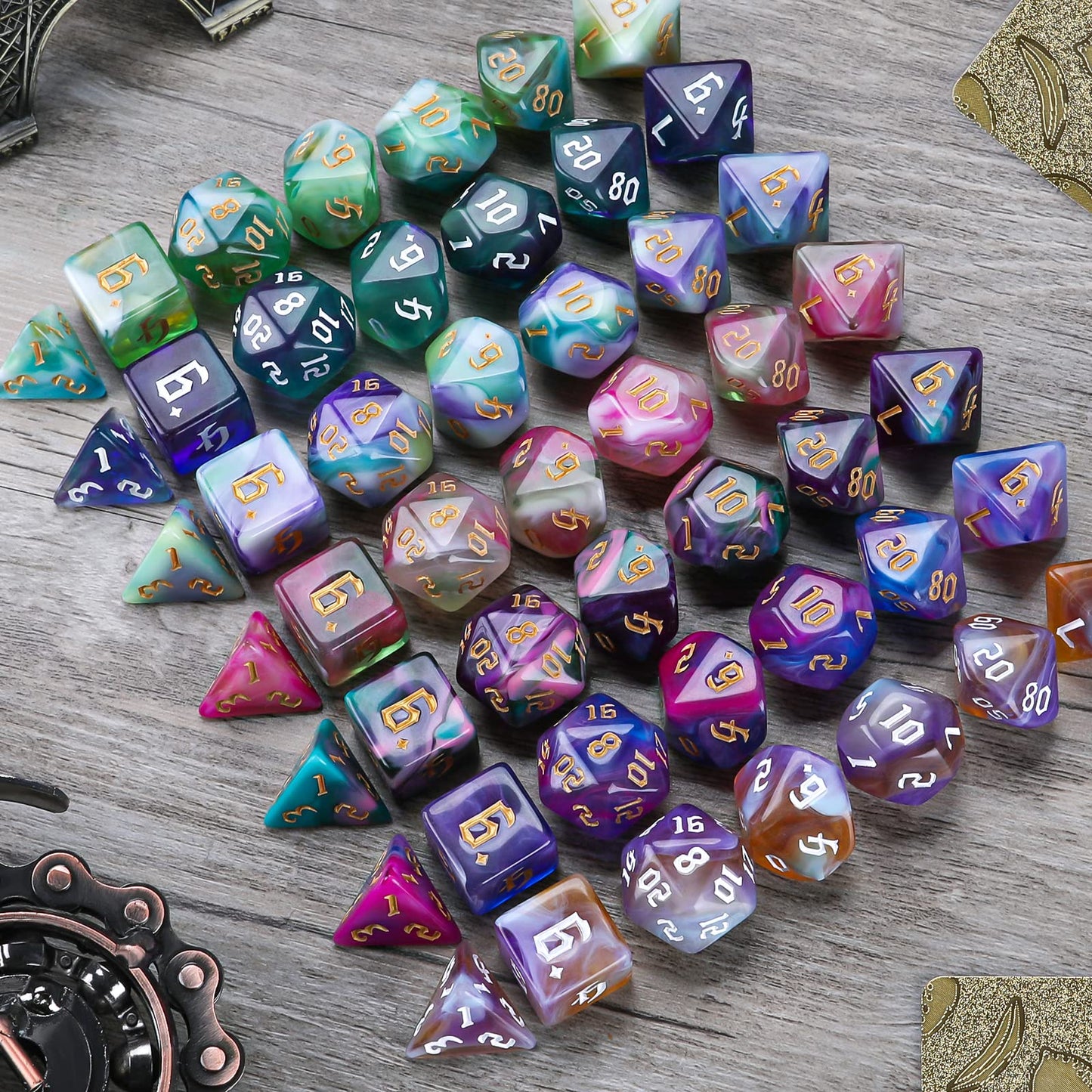 49Pcs Polyhedral Dice Set- DND Dice with 7 Storage Pouch