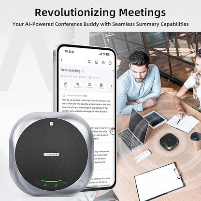 Bluetooth Conference Speakerphone M6 Conference Microphone with AI Noise Reduction AI Transcription Full-Duplex 360° Omnidirectional Voice Pickup USB Speaker for Teams Zoom Home Office, Black