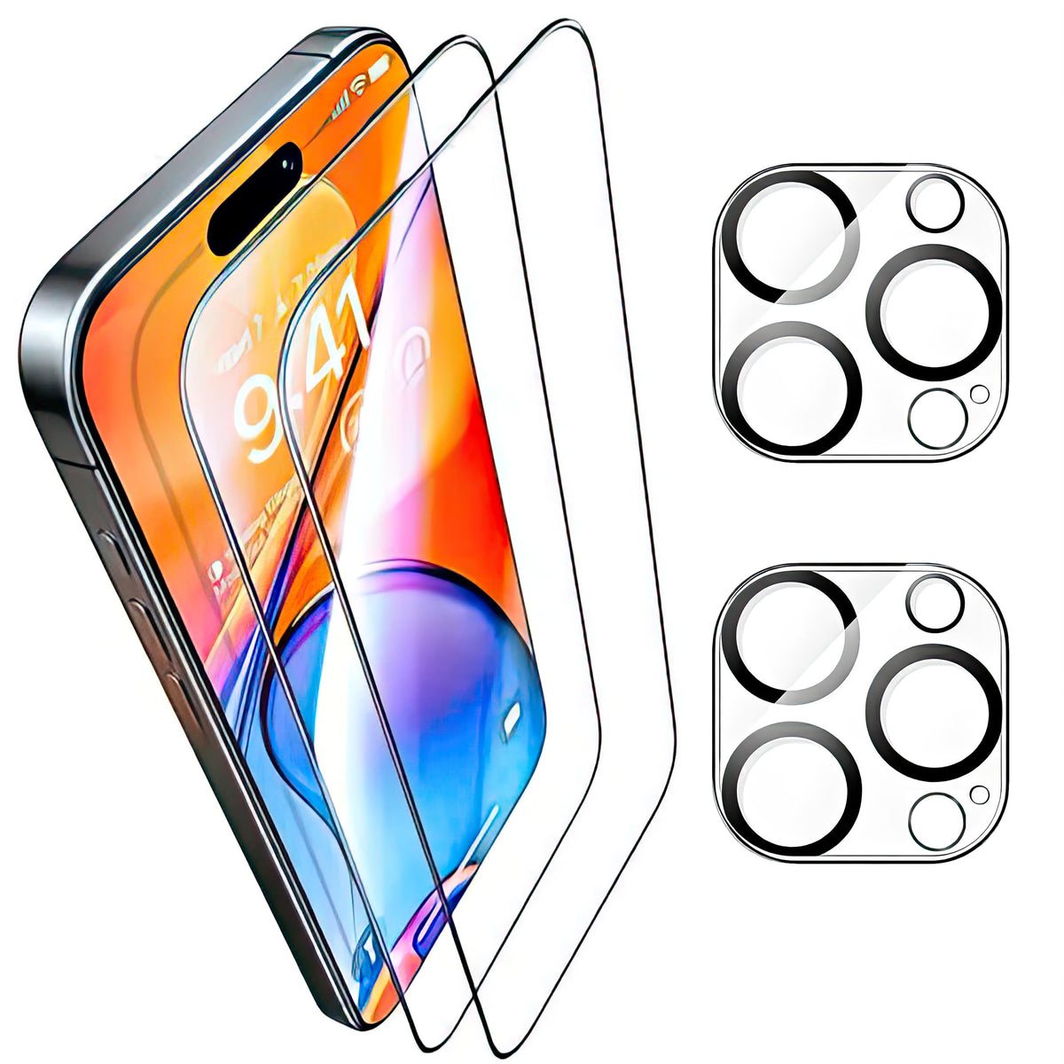 ARERCO 2 Pack Screen Protector for iPhone 16 Pro +2 Camera Lens Cover