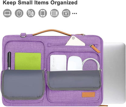 MOSISO 360 Protective Laptop Shoulder Bag,17-17.3 inch Computer Bag Compatible with MacBook, HP, Dell, Lenovo, Asus Notebook,Side Open Messenger Bag with 4 Zipper Pockets&Handle, Lilac