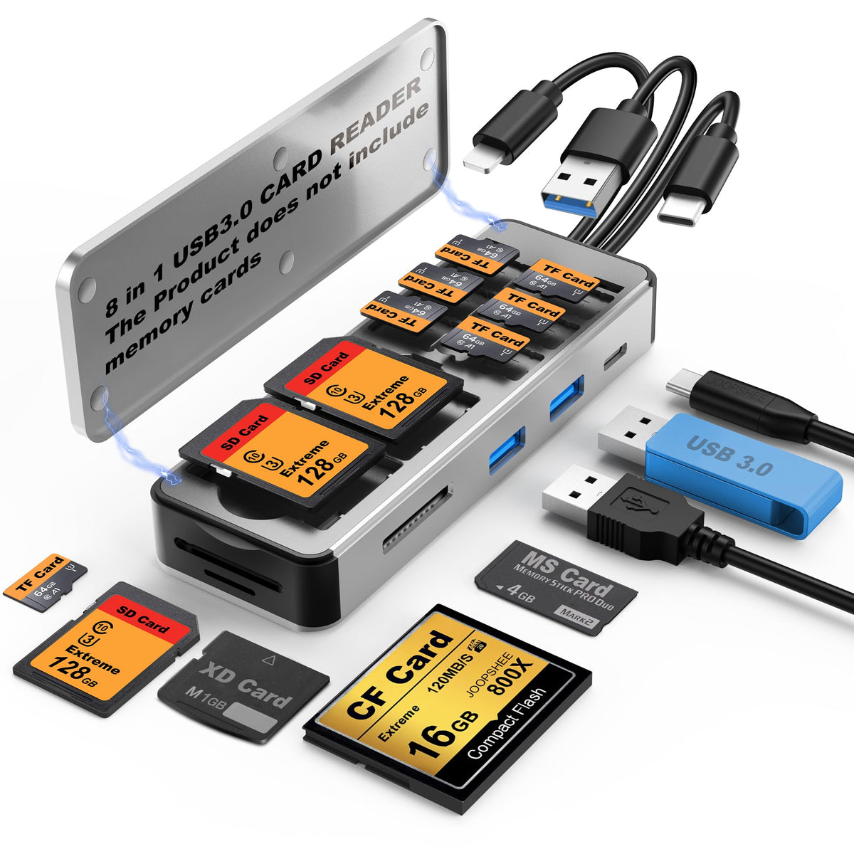 5-in-1 Memory Card Reader, USB OTG Adapter & SD Card Reader for i-Phone/i-Pad, USB C and USB A Devices with Micro SD & SD Card Slots, Supports SD/Micro SD/SDHC/SDXC/MMC