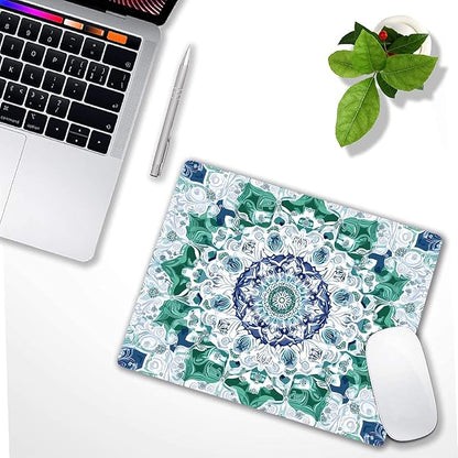 Aesthetic Mandala Pattern Custom Mouse Pad with Non-Slip Rubber, Small Square Design for Wireless Laptop & Computer Mouse Pads for Desk, 9.5 x 7.9 inch Smooth Surface for Gaming & Office
