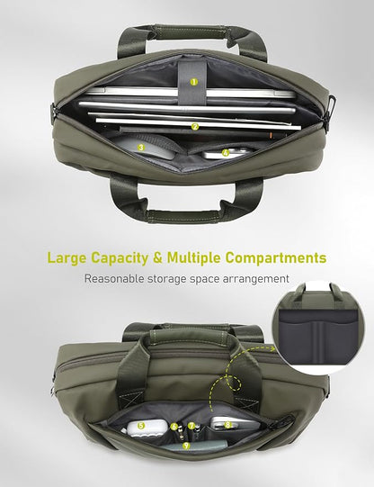 15-16 Inch Laptop Shoulder Bag Business Briefcase Water Resistant Computer Messenger Bags Compatible with MacBook Pro 16, MacBook Air 15 M4, HP, Dell, ASUS Notebook, Green