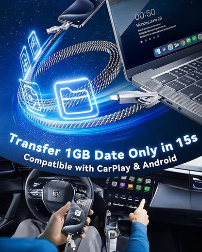 Jixivor 5FT 4 in 1 Multi Charging Cable, 60W USB A/C to C/Lightning Cable Combo, Support High-Speed Charging & Fast Data Transfer, CarPlay & Android Auto, Multi Charger Cord for iPhone/Samsung/iPad