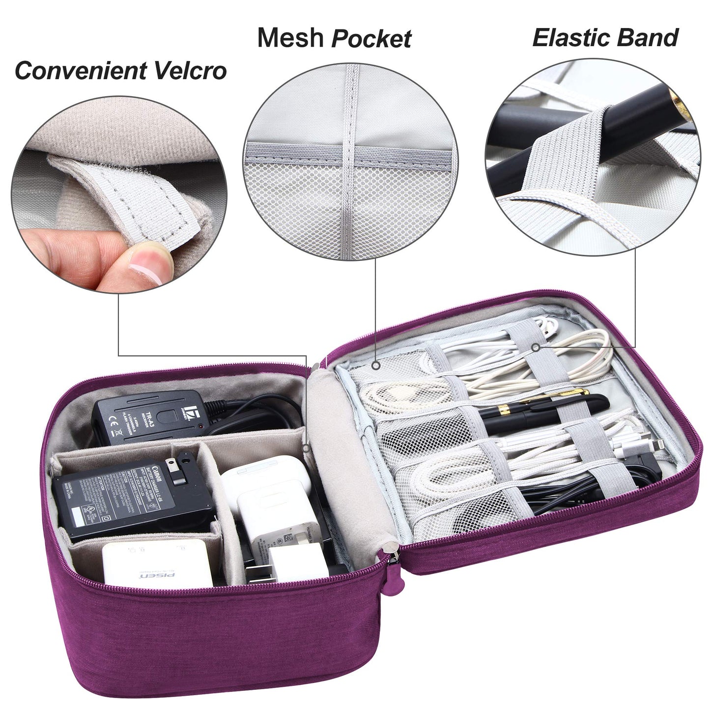 VOCUS Electronics Organizer Travel Cable Organizer Bag for Electronics Accessories, Portable Tech Carring Large Storage Case for Charger, Cord, Power Bank, Hardware