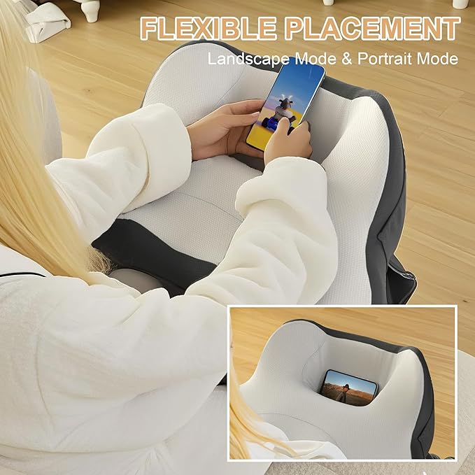 XWZO Lap Desk for Laptop with Cushion, Arm Rest Gaming and Reading Pillow，Laptop Desk Pillow with Anti Slip and Storage Functions with Eye Mask Included for Bed Couch Sofa Home Office