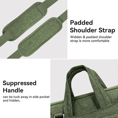 Voova Laptop Bag 17 17.3 Inch Water-resistant Laptop Sleeve Case with Shoulder Straps & Handle, Computer Case Cover Slim Briefcase Compatible with 17-18” Hp Dell Asus Acer, Army Green