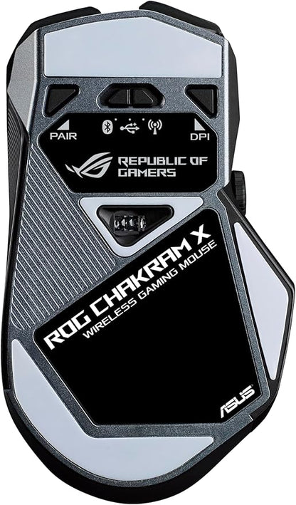 ASUS ROG Chakram X Origin Gaming Mouse, Tri-Mode connectivity (2.4GHz RF, Bluetooth, Wired), 36000 DPI Sensor, 11 programmable Buttons, Detachable Joystick, Paracord Cable, Black