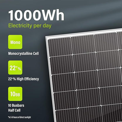 Newpowa 10BB Cell 200W Monocrystalline 200 Watt 12V Solar Panel High Efficiency Mono Module RV Marine Boat Off Grid (200W New)