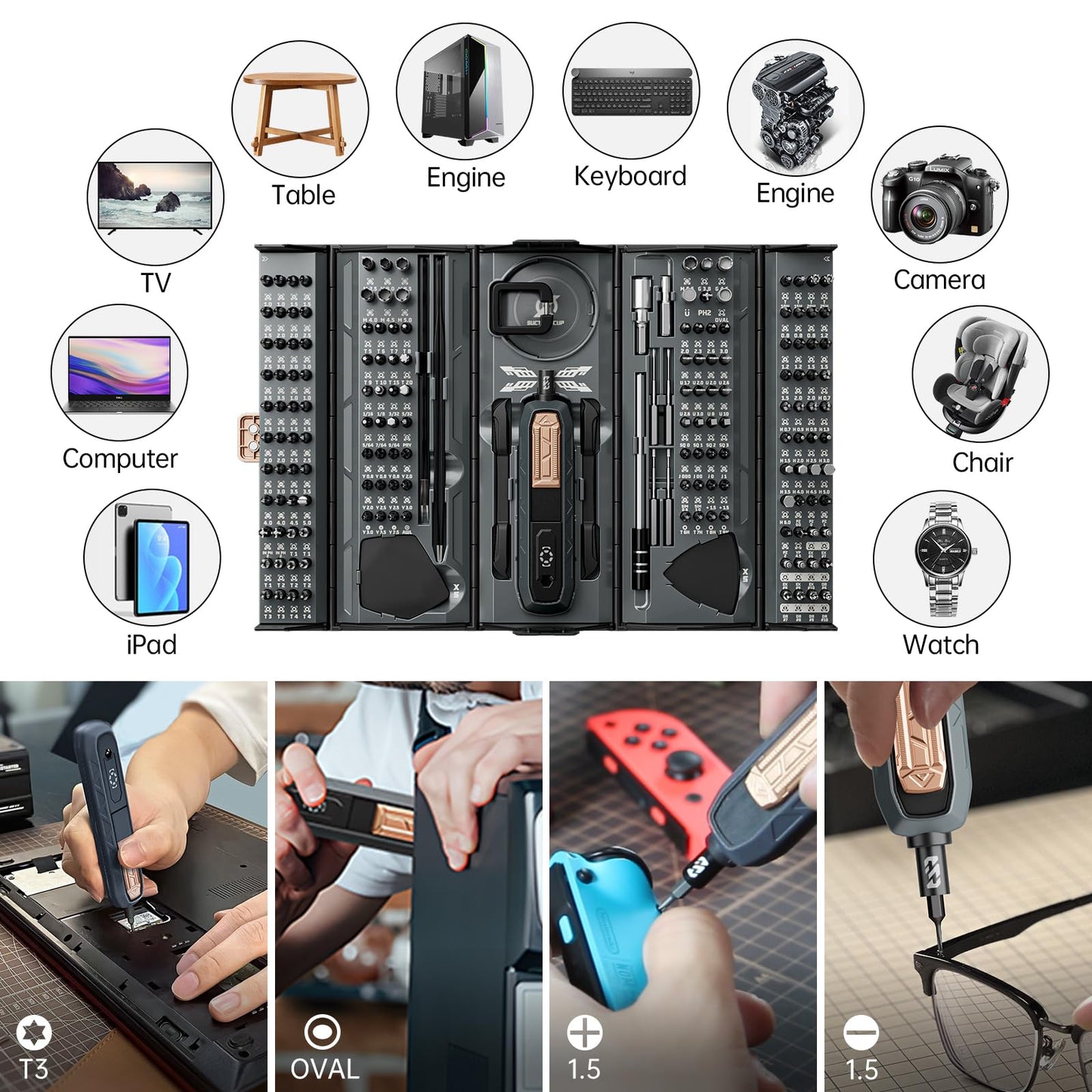 Mini Precision Manual Screwdriver Set,JAKEMY 180 in 1 Laptop Screwdriver Repair Tool Kit,Magnetic Multi-Bit Tiny Manual Screwdriver Bit Kit for DIY,Computer,PS5,Xbox,RC Car,Jewelers,Glasses,Watch,Home