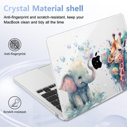 Lepeoac Case for 2026/2025/2024/2023 MacBook Air 15-inch Laptop Release M5 A3448 /M4 A3241 /M3 A3114 /M2 A2941, Stylish Protective Hard Shell Cover for MacBook Air 15.3 inch - Elephant & Giraffe
