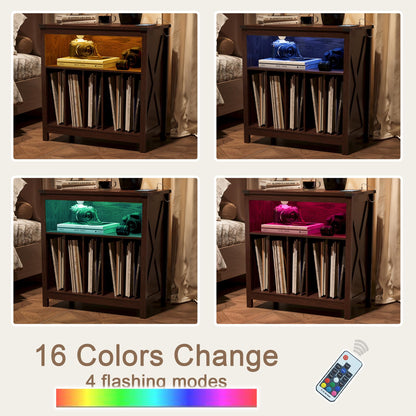 ChooChoo Large Record Player Stand with Charging Station & LED Light