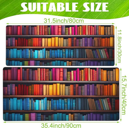 Large Gaming Mouse Pad for Desk,Bookshelves Full of Books Desk Mat,Colorful Books Desk Pad,Extended Big Computer Keyboard Mouse Pad with Non-Slip Base and Stitched Edge,31.5"x11.8"