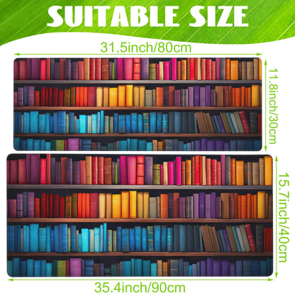Eflxamz Large Gaming Mouse Pad for Desk,Bookshelves Full of Books Desk Mat,Colorful Books Desk Pad,Extended Big Computer Keyboard Mouse Pad with Non-Slip Base and Stitched Edge,35.4"x15.7"