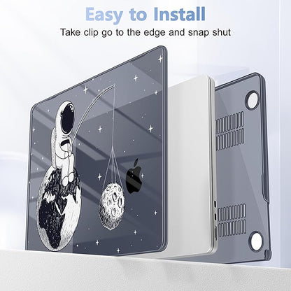 Case for MacBook Air 15 Inch 2025 2024 2023 Release M4 A3241 M3 A3114 M2 A2941, Hard Shell with Screen Protector & Keyboard Cover, Compatible with Touch ID - Astronaut Enjoy