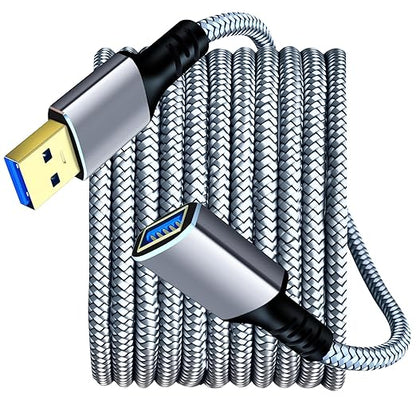 Tan QY USB 3.0 Extension Cable 4Ft, USB 3.0 High Speed Extender Cord Type A Male to A Female for PlayStation, Xbox, USB Flash Drive, Hard Drive, Card Reader,Scanner,Printer,Keyboard (Silver, 4Ft)