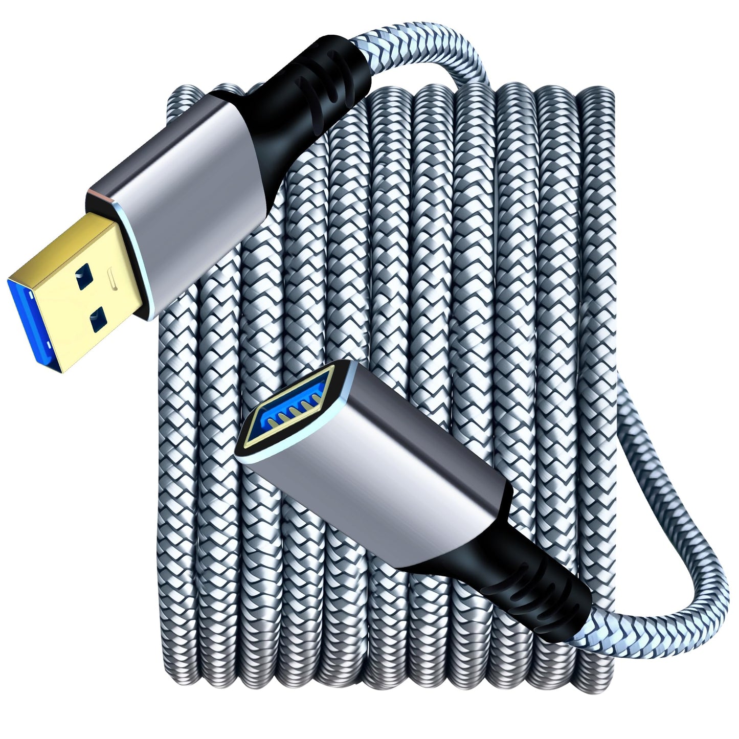 Tan QY USB 3.0 Braided Extension Cable 1.5ft, Male to Female for PS/Xbox/PC