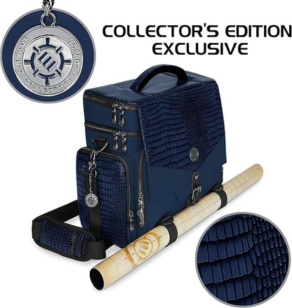 ENHANCE Travel Bag for DND Collector's Edition, Bag Compatible with Dungeons and Dragons, Battle Mat Holder, Dice Pockets and Accessories, Carry 4-8 Books (Blue Dragon)