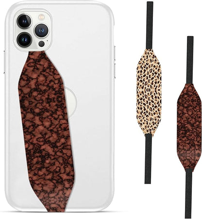 Phone Grip Strap - Pack of 2 Reversible Finger Holder for Phone Back, Customizable Anti-Slip Design, Wireless Charging Compatible Detachable Holder for iPhone - Tortoise