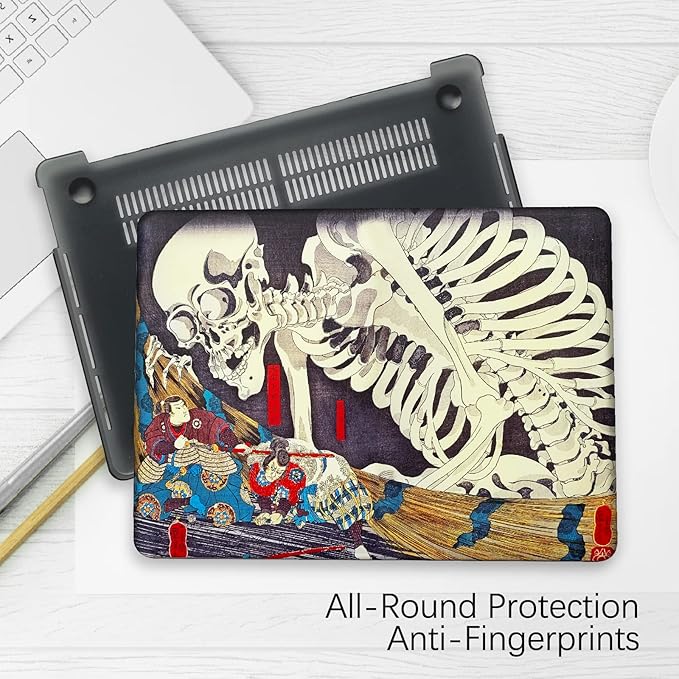 Berkin Arts for MacBook Air 15 inch Case 2025 2024 2023 Release M4 A3241 M3 A3114 M2 A2941 with Keyboard Cover & Screen Protector Feudal Japan Art (The Skeleton Specter by Kuniyoshi)