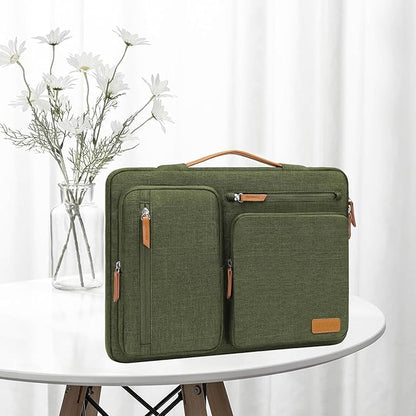 MOSISO 360 Protective Laptop Case 14 inch, 14 inch Laptop Sleeve Compatible with HP Lenovo Dell ASUS Acer, HP, Dell Latitude, Lenovo, Side Open Carrying Case with 4 Zipper Pockets&Handle, Olive Green