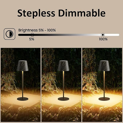 2-Pack Copper Cordless Table Lamp,Rechargeable LED Desk Lamp,5000mAh Battery Operated Lamp,3000K Warm Light Stepless Dimming,IP54 Waterproof Portable Table Light for Restaurant/Camping,Copper