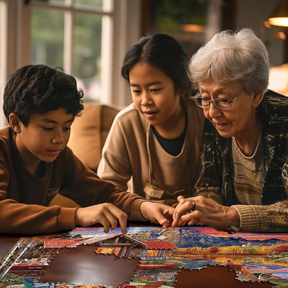 White Mountain Family Retreat Fall Puzzles 1000 Pieces Scenic Lake Cabin Puzzle for Adults and Families