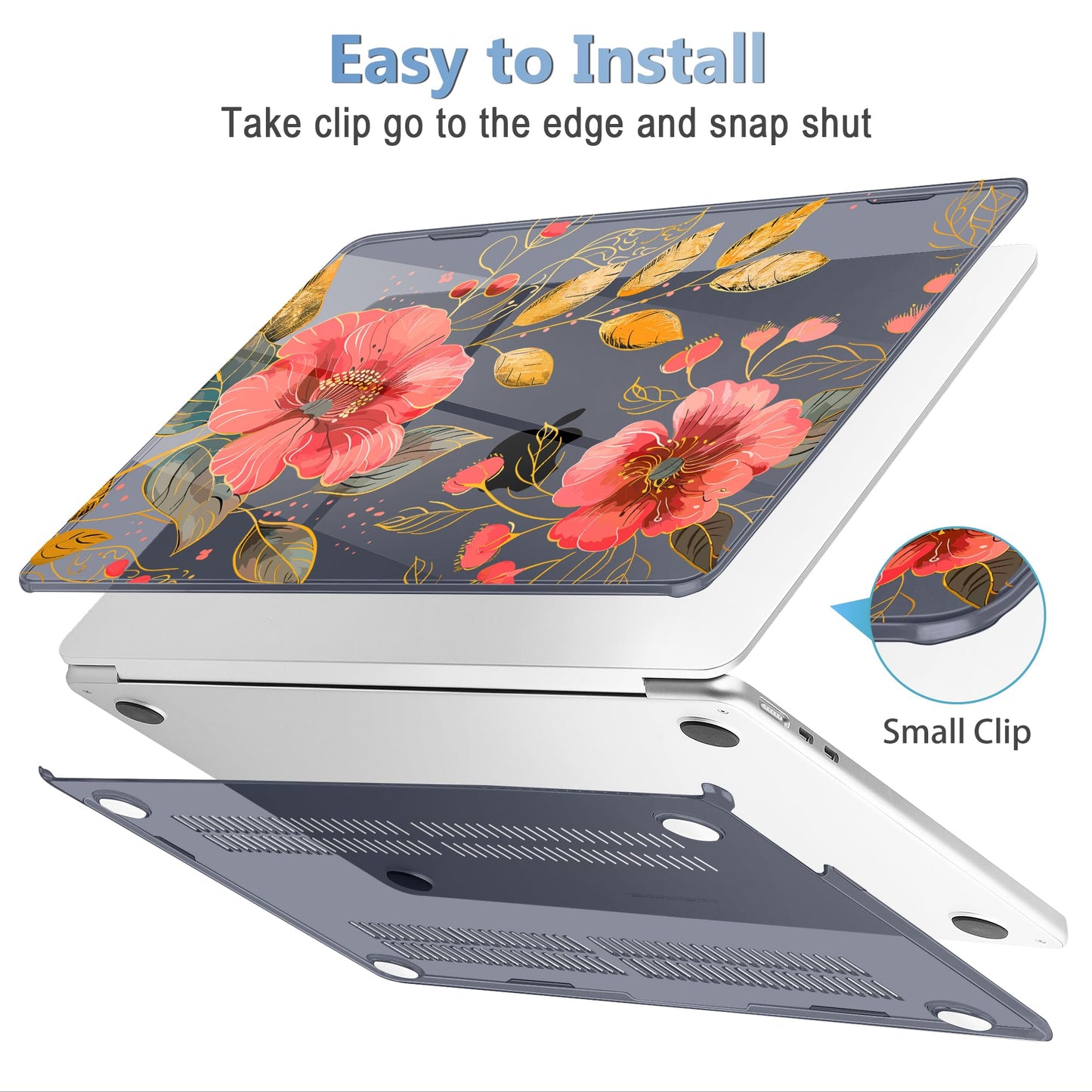 Mektron Case for 2026 MacBook Air 15 INCH M5 A3448 Compatible with M4 A3241 /M3 A3114 /M2 A2941 Printed Plastic Hard Shell Cover with 15.3" Liquid Retina Display Touch ID- Floral C339