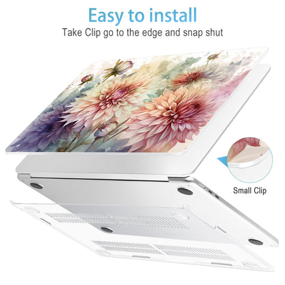 Mektron for 2026 MacBook Air 13-inch M5 Laptop Case A3449 with 13.6-inch Liquid Retina Display Fits 2025 A3240 M4 2024 A3113 M3 2023 A2681 M2 Printed Shell for MacBook Air 13.6", Watercolor Dahlias