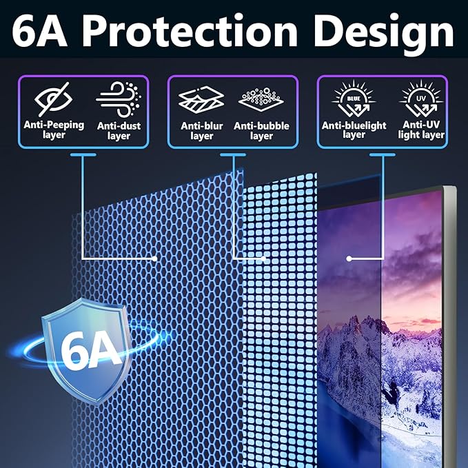 Magnetic Computer Privacy Screen Filter 27 Inch for Frameless Monitor Thin Bezel 16:9 Widescreen, Hanging Removable Anti Blue Light Privacy Filter Protector Eye Protection