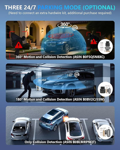 Dash Cam 4 Channel Front and Rear Inside, 360° Car Camera 4K UHD, Dash Camera for Cars Built-in Wi-Fi GPS, Dashcam with 64GB Card, Voice Control, CPL Filter, WDR Night Vision, 24H Parking Mode(V8PLUS)