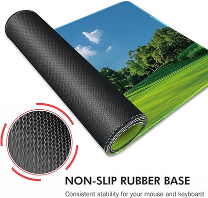 Galdas Gaming Mouse Pad XXL XL Large Long Extended Big Mousepad Non-Slip Rubber Keyboard Mouse Pad with Stitched Edges for Laptop Home Office (31.5x11.8x0.08 Inch) … (Grass)