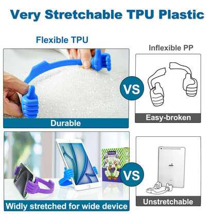 Honsky Thumbs up Cell Phone Stand Holder, Ok Stand Tablet Stand Cradle for Desk Desktop Smartphone Cellphone Mobile Phone Tablets - Universal Adjustable Flexible - Light Blue/Light Yellow