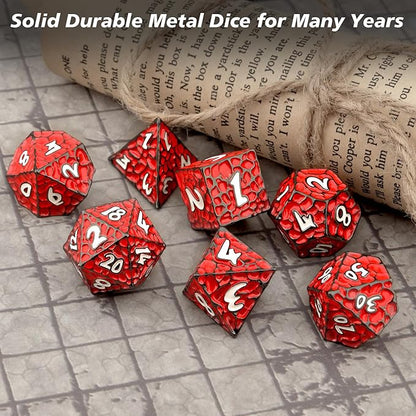 PJOY Metal D&D Dice Set for Dungeons and Dragons Dice with Case Meteorite Black Red 16mm Role Playing Cool DND Gifts for Players DM Board Game Masters