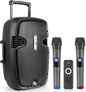 Pyle Wireless Portable PA Speaker, 1000W Bluetooth Loudspeaker, 12” Subwoofer, Dual High-Powered PA System, 2-Way Full Range Audio, Includes Wireless Mic, USB/SD Input, for Outdoor and Event Use