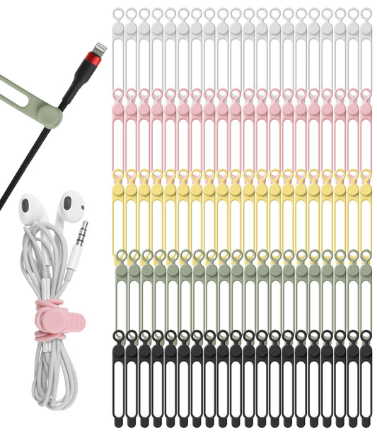 Nearockle Silicone Cable Ties, Cord Organizer Cable Management,2Sizes-Green