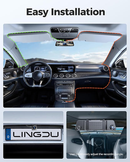 12" Mirror Dash Cam, 4K UHD Front and 2.5K Rear View Dash Camera for Car, with ADAS BSD LCA Smart Mode, GPS, G-Sensor, Loop Recording, Parking Monitor, Voice Control, 5.8GHz WiFi