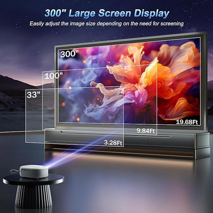 15000 Lumens Outdoor Movie Projector - Native 1080P HD Portable Projector with WiFi 6/Bluetooth 5.2, 300" Screen | Compatible with iPhone, Android, Fire Stick, PS5, Xbox(USB-C Cable) ±15° Keystone