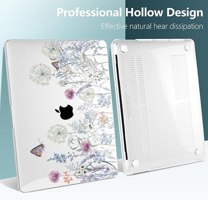 TWOLSKOO Compatible with MacBook Pro 13 inch Case 2023-2016 A2338 M2/M1 A2251 A2289 A2159 A1989 A1706, Plastic Hard Shell Cover & Keyboard Skin & Screen Protector, Dandelions