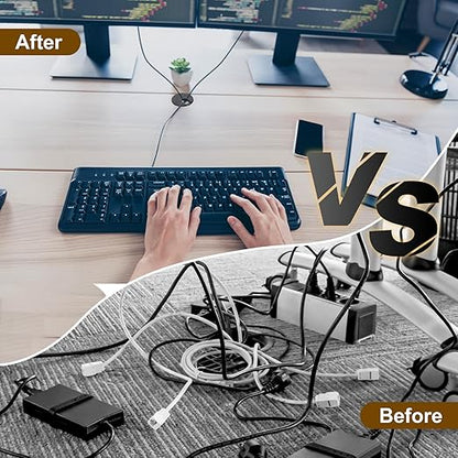 uxcell 8 Pcs 35mm (1.38 Inch) Desk Grommet, Plastic Cable Hole Cover, Wire Cord Cable Organizer for Home Office Computer Desk Cabinet, White