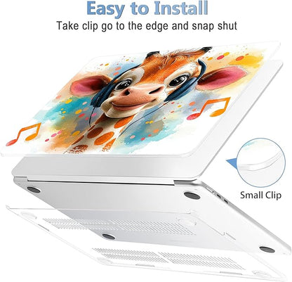 Mektron Compatible with M4 MacBook Air 15 inch Case 2025 A3241 2024 2023 M3 A3114 A2941 M2 Liquid Retina Display Touch ID, Plastic Hard Case & Keyboard Skin & Screen Protector - Cute Giraffe