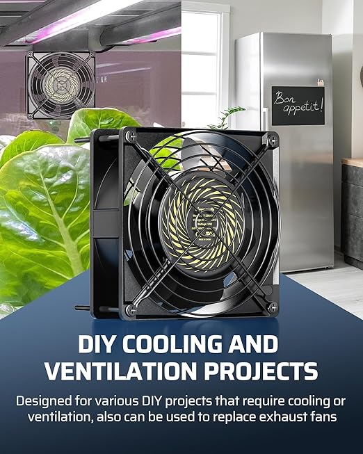 DEWENWILS 120V AC Fan, Waterproof Exhaust Fan 120mm, 18W 2850RPM 90CFM, DIY Cooling Fan for Refrigerator, Computer Case, Compressor Engine, Generator, UL Listed
