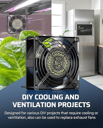 DEWENWILS 120V AC Fan, Waterproof Exhaust Fan 120mm, 18W 2850RPM 90CFM, DIY Cooling Fan for Refrigerator, Computer Case, Compressor Engine, Generator, UL Listed