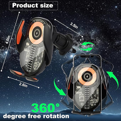 Car Phone Holder Wireless Car Charger, 15W Fast Charging Auto Sensing Clamping Phone Holders for Your Car Vent 360 Adjustable Car Mount for iPhone 16 15 14 13 12 Pro Max, Samsung Glaxy Series
